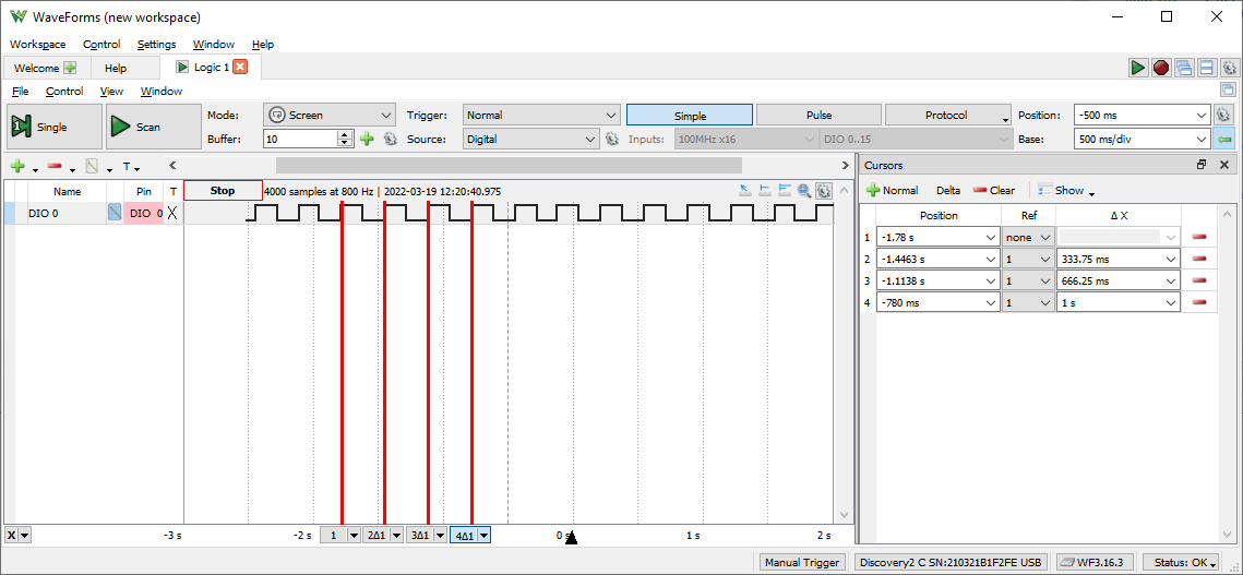 Verify LED flashing frequency
