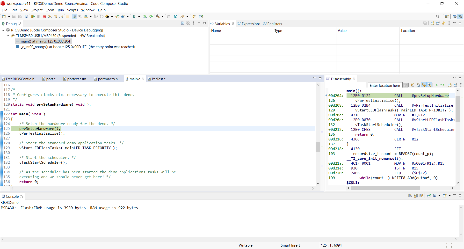 Start of debugging