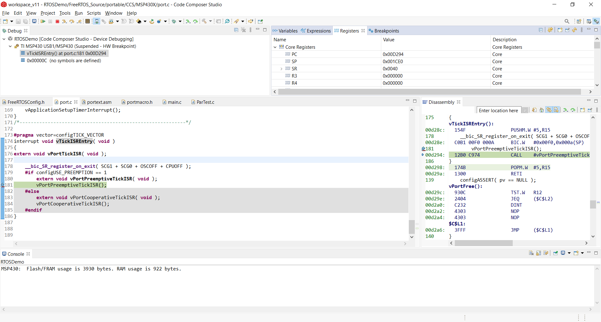 Start of debugging