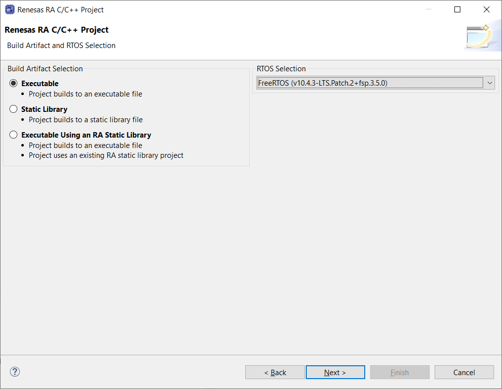 Renesas C/C++ project wizard