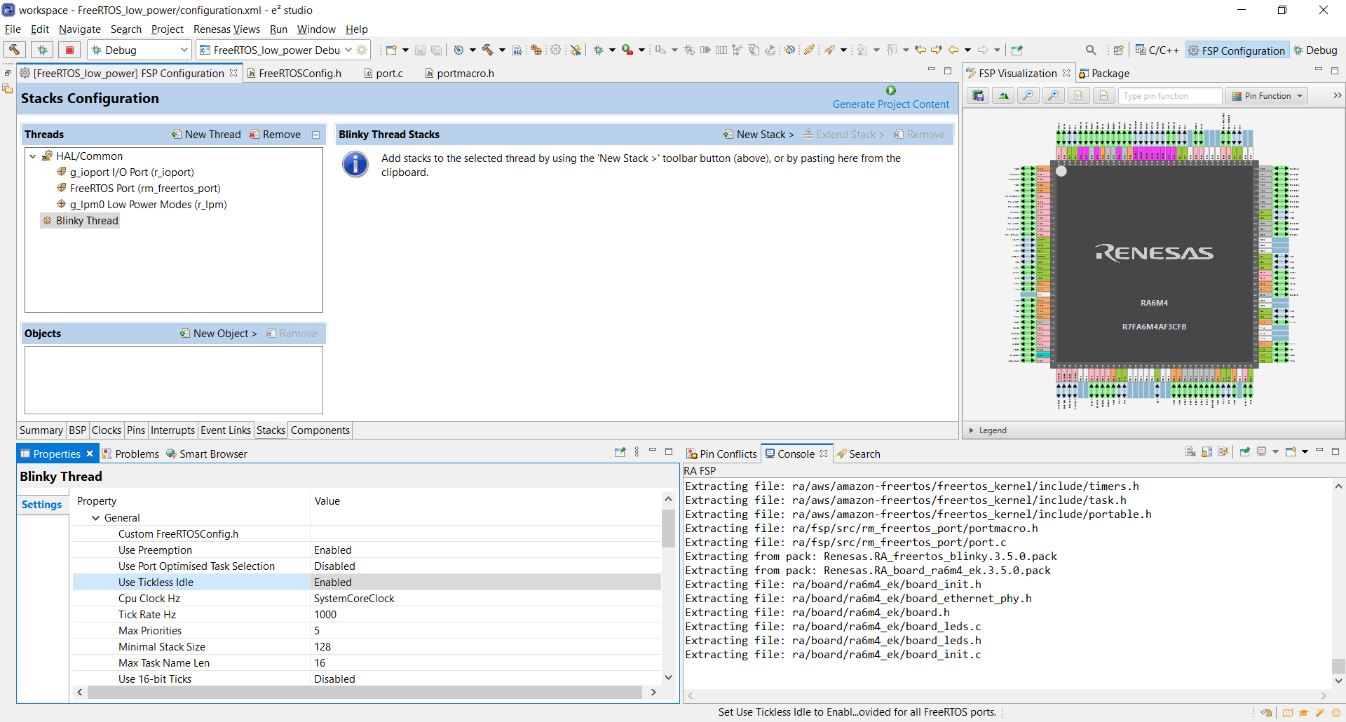 Renesas FSP configuration for tickless mode